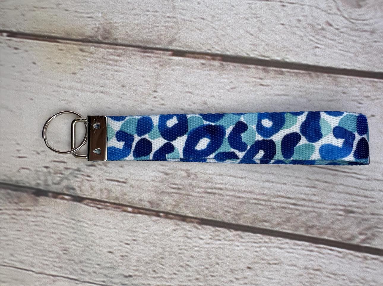 Key Fob Wristlet Blue Cheetah 2
