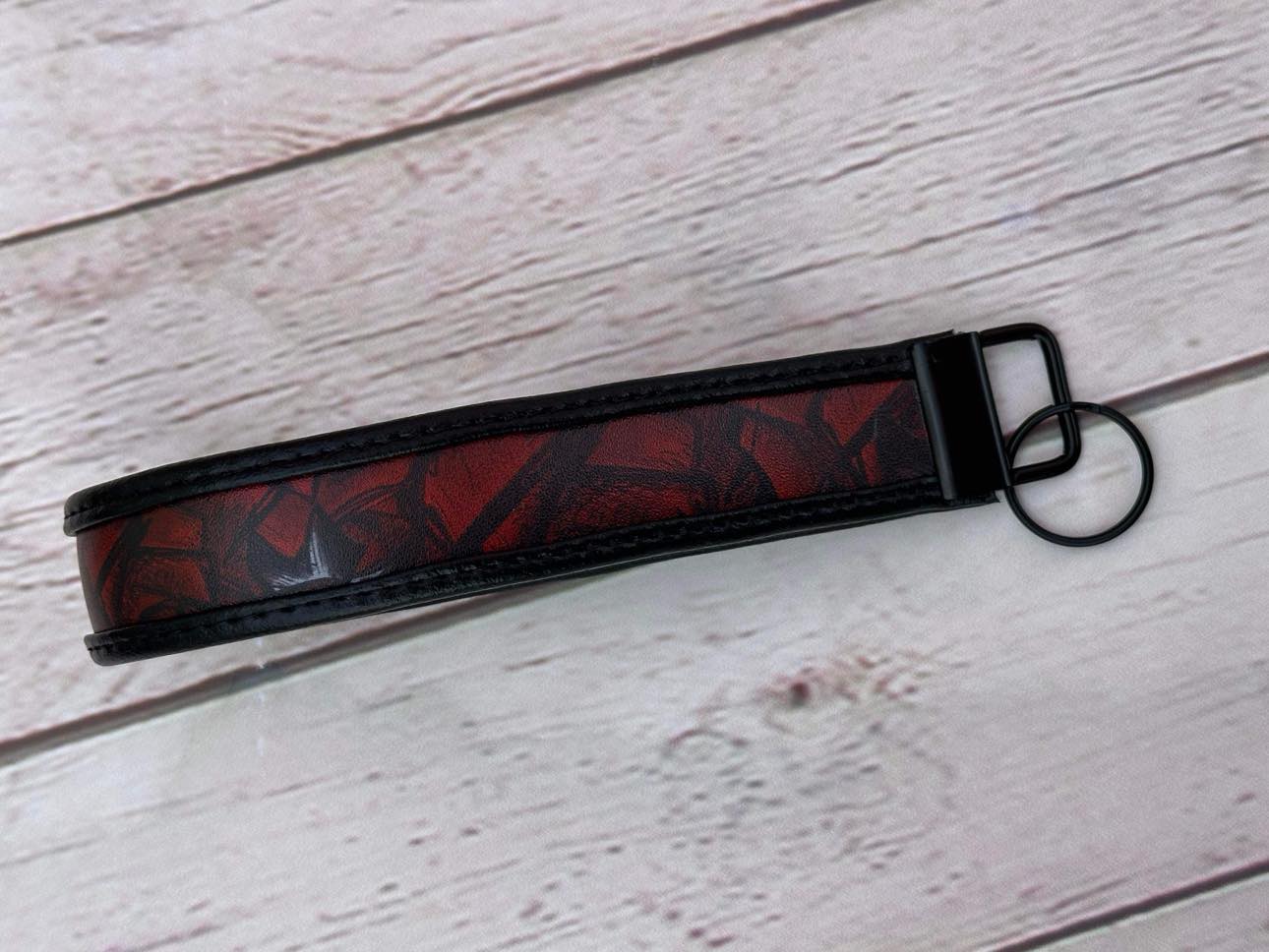 Key Fob Wristlet Black Roses