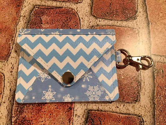 Anna Wallet Blue and White Snowflakes and Chevron
