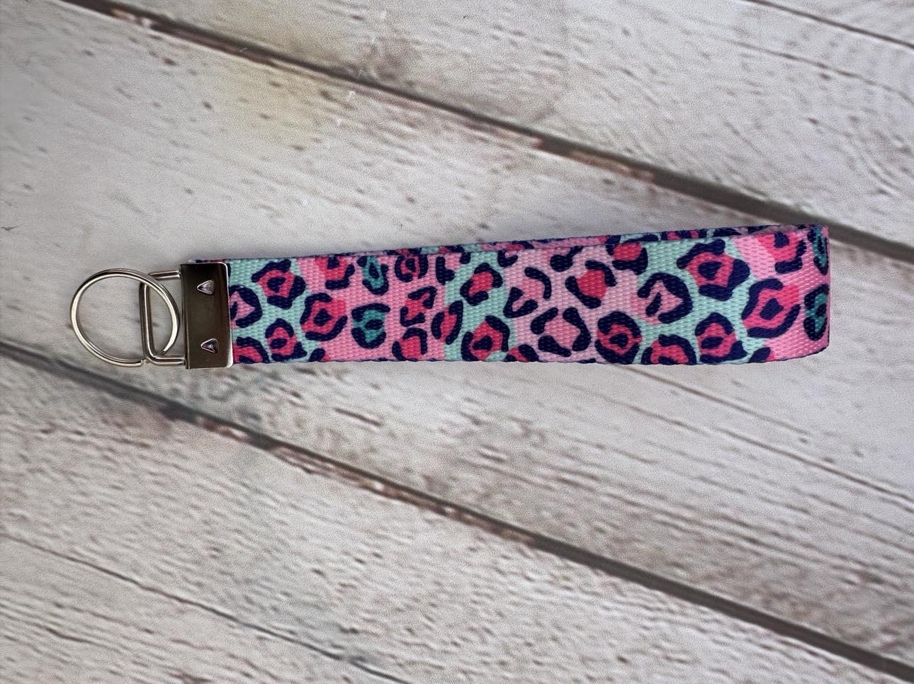 Key Fob Wristlet Pastel Leopard