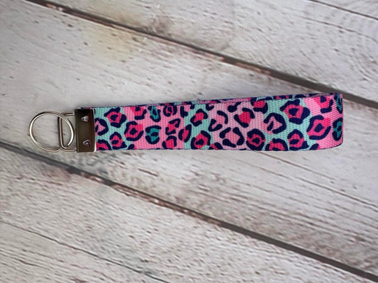 Key Fob Wristlet Pastel Leopard