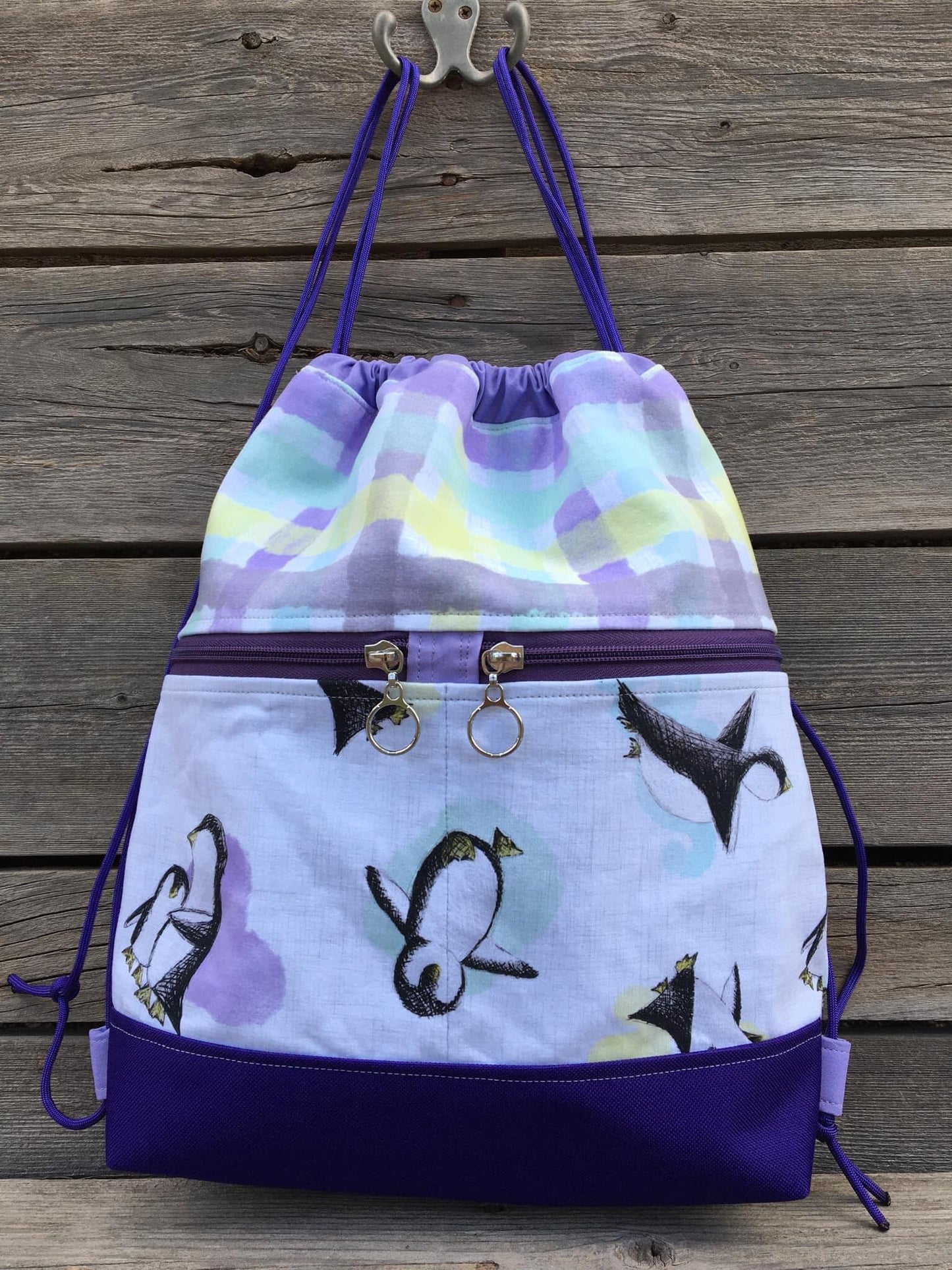 Begonia Drawstring Backpack Penguins