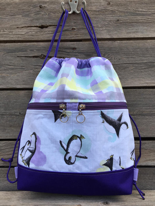 Begonia Drawstring Backpack Penguins