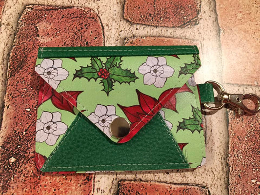 Anna Wallet Green, Red and White Poinsettia  (Large Print)