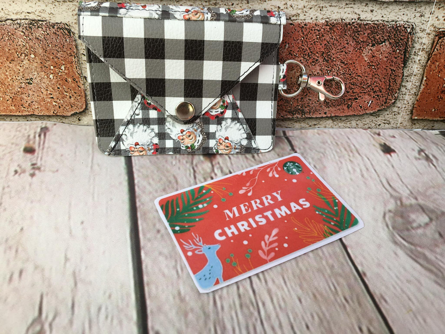 Anna Wallet Santa Black and White Buffalo Plaid