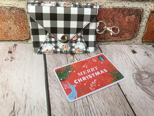 Anna Wallet Santa Black and White Buffalo Plaid
