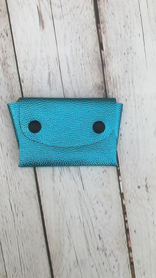 Pillow Pouch Metallic Teal Pebble